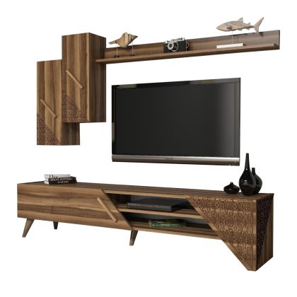 TV COMBO FURNITURE HM9514.02 MELAMINE IN WALNUT COLOR 180x37x40Hcm