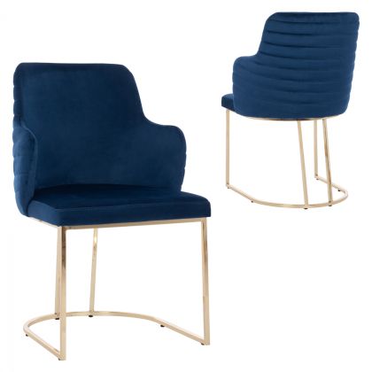 ARMCHAIR “SOLANA” HM9275.08 BLUE VELVET WITH METAL LEGS IN GOLD COLOR 54x63x87H CM.