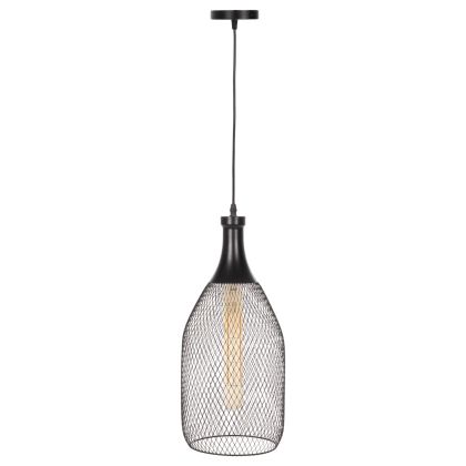 CEILING PENDANT LAMP HM4105 BLACK METAL MESH CAP Φ20x145Hcm.