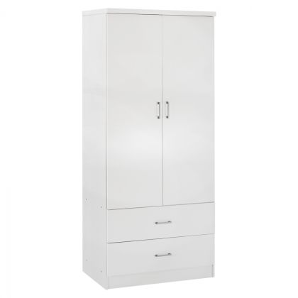 WARDROBE 2 DOORS WITH 2 DRAWERS HM338.05 WHITE 80Χ42,5Χ180,5Υ cm.