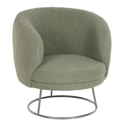 ARMCHAIR ARIEN HM8403.27 BOUCLE FABRIC IN PISTACHIO GREEN-SILVER METAL BASE 78x75x84Hcm.