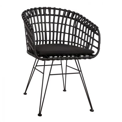 Фотьойл тип гнездо металик Allegra HM5456.02 Wicker Black 59x56.5x83cm