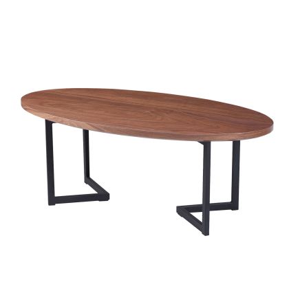 COFFEE TABLE HM9468.02 MDF WITH WALNUT WOOD VENEER TOP-METAL LEGS 120x60x45,5Hcm.