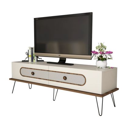 TV STAND HM9511.01 MELAMINE IN CREAM COLOR-METAL LEGS 145x40x45Hcm.