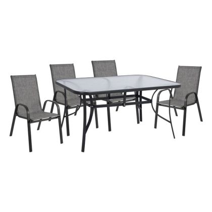 Set dining table 5 pieces with metallic table and chairs HM5201.01