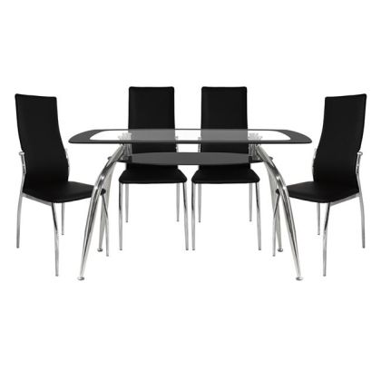 Set Dining Table 5 pieces Norris 120x75- Kim black HM10060.02