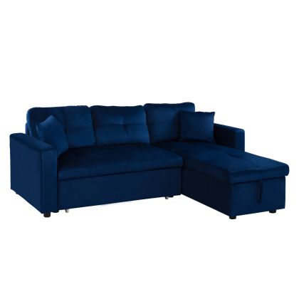 Corner Sofa Bed Wayne 224x147x85 HM3028.18 Velvet Blue