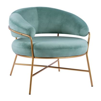 Armchair Trudi HM8639.07, pistachio green velvet, gold frame 84x79x74cm