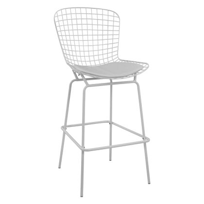 Бар стол металик Manon HM8046.02 Бяло с бяло PU 54x61x113,5cm