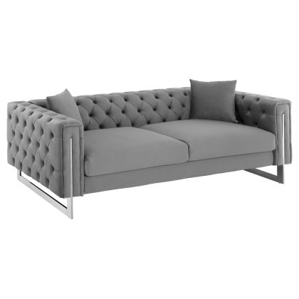 SOFA 3-SEATER t.CHESTERFIELD MOBAR HM3263.01 GREY VELVET-METAL LEGS 212x87x68H cm.