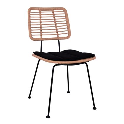 OUTDOOR CHAIR ALLEGRA HM5454.11 METAL&CUSHION IN BLACK-WICKER IN BEIGE 50,5x49,5x88Hcm.