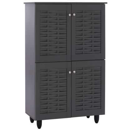 SHOE CABINET KABIRA HM2210.10 4-DOOR MELAMINE IN DARK GREY COLOR 77x34x123Hcm.