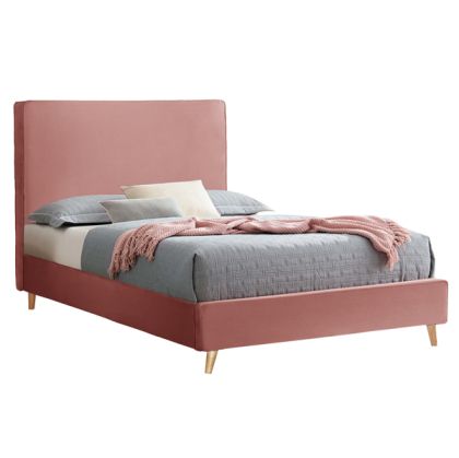 BED MAYLIN HM598.02 WITH DUSTY PINK VELVET FOR MATTRESS 120x200cm.