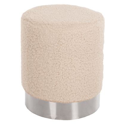 STOOL LEVY HM8408.23 BOUCLE FABRIC WHITE-SILVER BASE Φ35x42Hcm.