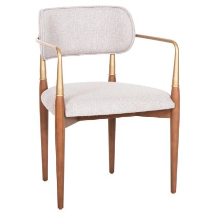 DINING ARMCHAIR BERLINETA HM18021.01 BEECH WOOD-METAL-FABRIC IN ECRU 57x55x83Hcm.