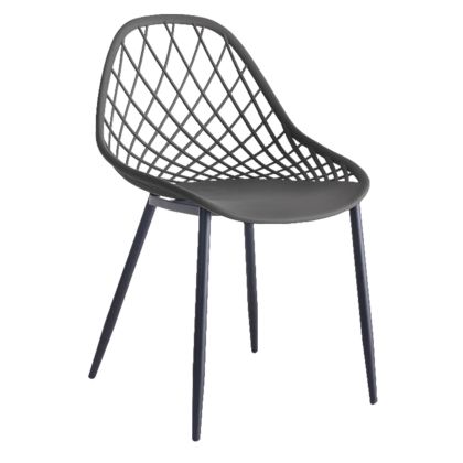 СТОЛ ПОЛИПРОПИЛЕН HM9524.10 В СИВ ЦВЯТ С ЧЕРНИ МЕТАЛНИ КРАКА 52x53x82Hcm.