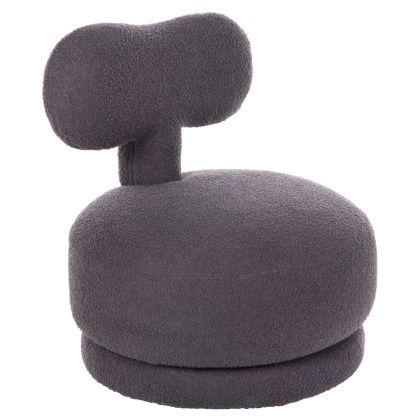 STOOL WITH BACKREST SWIVEL KRIVIO HM9775.01 GREY TEDDY FABRIC 52x53x60Hcm.