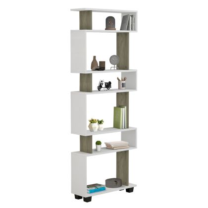 BOOKCASE OWL MELAMINE IN OLIVE GREY WHITE 60x19,5x165Hcm.HM8923.11