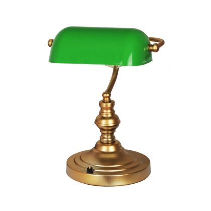 TABLE LAMP HM7667.01, METAL GOLD, GREEN CAP, Φ26x37