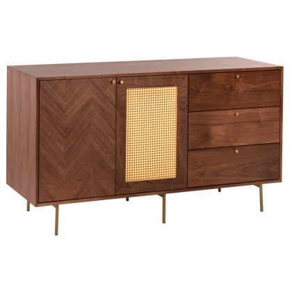 BUFFET MEEN HM9735 MDF WITH NATURAL WALNUT VENEER-GOLD METAL LEGS 150x40x80Hcm.