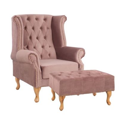 SET ARMCHAIR AND FOOTREST ROTEN APPLE VELVET T.CHESTERFIELD FB911053.05