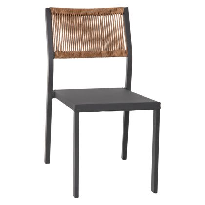 CHAIR ALUMINUM HM5921.01 DARK GREY FRAME AND TEXTLINE WITH BEIGE SYNTHETIC RATTAN 46x55,5x83Hcm.