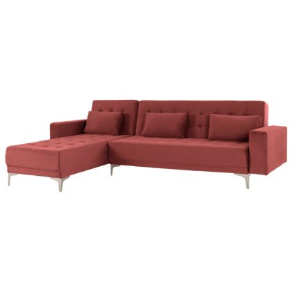 CORNER SOFA-BED ELIZA HM3145.03 REVERSIBLE DUSTY PINK VELVET 245x80-160x80Hcm.