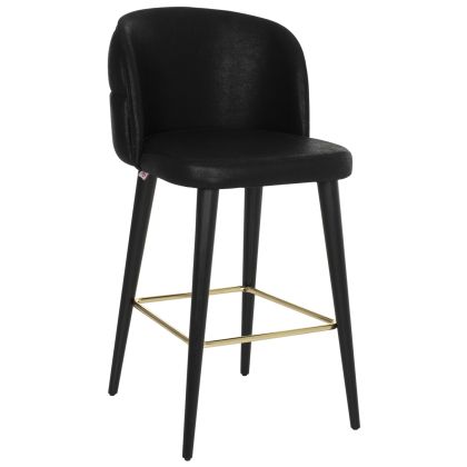 BAR STOOL MARCELLO PROFESSIONAL HM9280.14 NUBUCK-TYPE WOODEN BLACK 50x58x100Hcm.