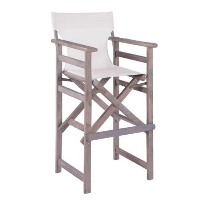 Director's Stool Bar Grey Impregnation Limnos with Cream Textline HM10560.60 58x55,5x117 cm.