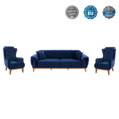 HM11746.18,BENNINGTON 3-pcs livingroom set, blue velvet