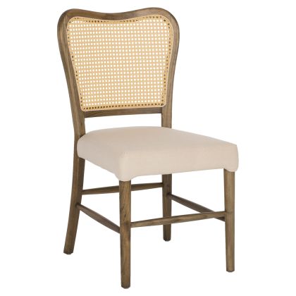 CHAIR TOON WOOD RATTAN BACK FABRIC SEAT HM9406.04 47x52x91.5Hcm.