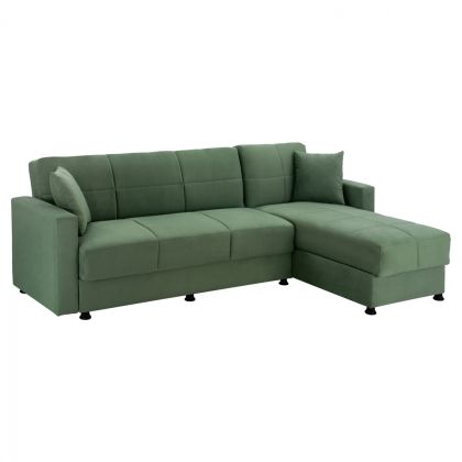 REVERSIBLE SOFA-BED WITH 2 STORAGE SPACES HM3135.13 CYPRESS GREEN FABRIC 246x153x80H cm.