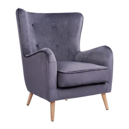 HM8392.01 armchair MARTA, Velvet grey, 77x86x95h cm