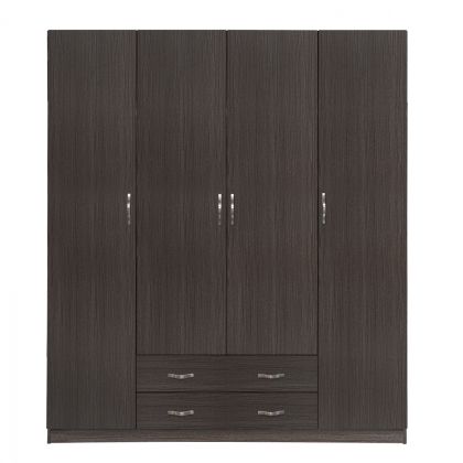 Wardrobe 4 Door with 2 Drawers 200x55.5x180Η HM353.01 Zebrano