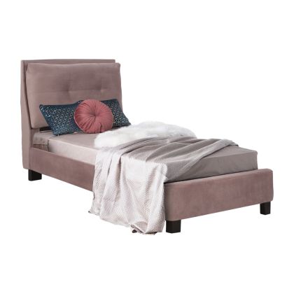 Bed Riley HM561.02 90x200cm, velvet fabric dusty pink color