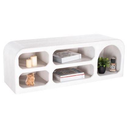 TV CABINET HANDYR HM9704 SOLID MANGO WOOD IN WHITE COLOR 130x40x45Hcm.