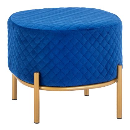 Stool Sinta HM8638.08 blue Velvet with gold base 42x42x38cm