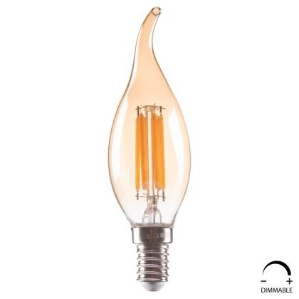 ЕЛЕКТРОННА КРУШКА HM4047.02 СТИЛ НА ПЛАМЪК LED НАЖКА 6W E14 3000K ЗЛАТО С ДИМУМ