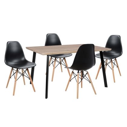 Комплект трапезна маса 5 части HM10346 Маса 140x80x76 см и 4 стола Twist