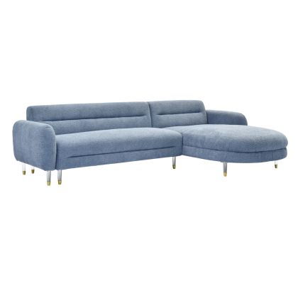 CORNER SOFA REVERSIBLE FLYER HM6072.06 MIST BLUE FABRIC-METAL HIGH LEGS 285x86-172x74Hcm.