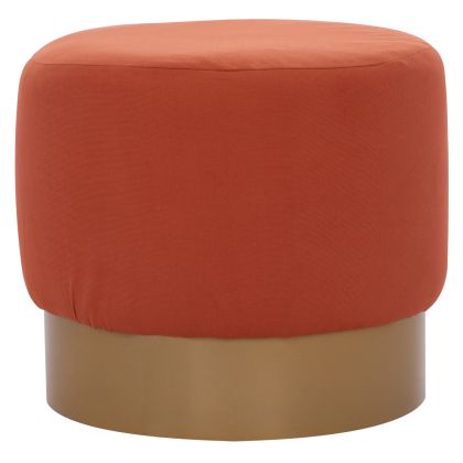 ROUND POUF/STOOL HM9260.02 CORAL FABRIC, GOLD ROUND BASEBASE