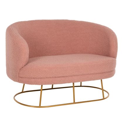 SOFA 2-SEATER ARIEN HM8492.22 DUSTY PINK BOUCLE FABRIC AND GOLD METAL BASE 130x75x85Hcm.