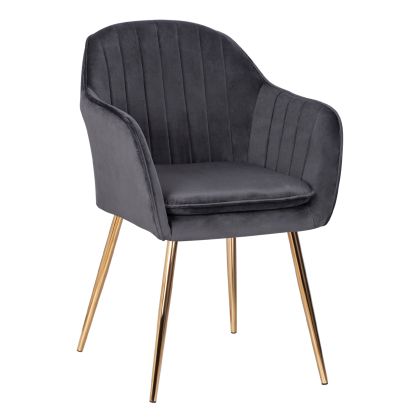 Armchair Sawyer HM8523.01 from velvet Grey with gold legs 55x60x83 cm.