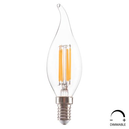 ЕЛЕКТРОННА КРУШКА HM4047.01 СТИЛ НА ПЛАМЪК LED С ЖИШКА 6W E14 3000K CLEAR С ДИМУМ