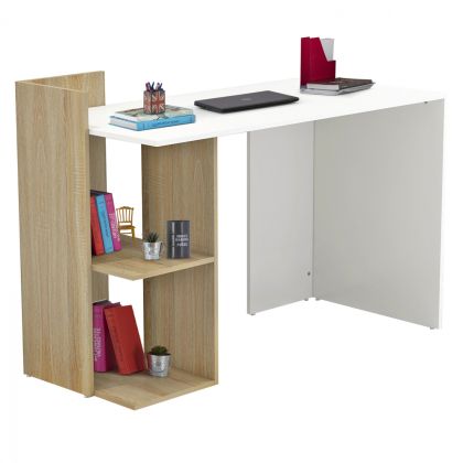 MELAMINE DESK WITH SHELVES SYNDYA HM8994.02 SONAMA WHITE 112x55x85Y cm.