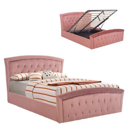 BED ODELIA VELVET DUSTY PINK WITH STORAGE HM581.02 185x212x113 cm.