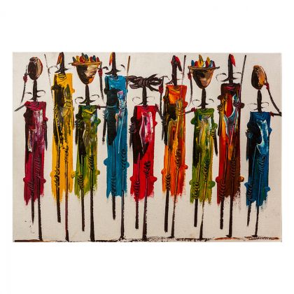 CANVAS PAINTING COLORFUL AFRICAN ART HM7197.02 100X3X70 cm.