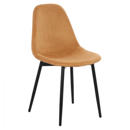 CHAIR LEONARDO VELVET GOLD WITH METAL LEGS 45x47x87Y cm. ΗΜ00100.09
