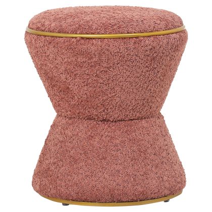 STOOL ROUND LINNER HM9604.12 BOUCLE FABRIC PINK-GOLD DETAIL Φ38,5x43Hcm.