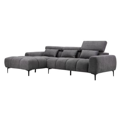 CORNER SOFA LEFT DIVYA HM3267.02L SYNTHETIC SUEDE IN GREY 264x175x99Hcm.